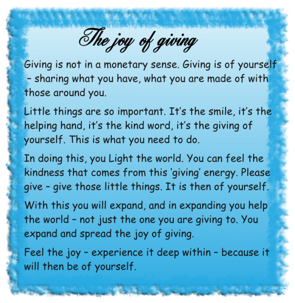 The joy of giving